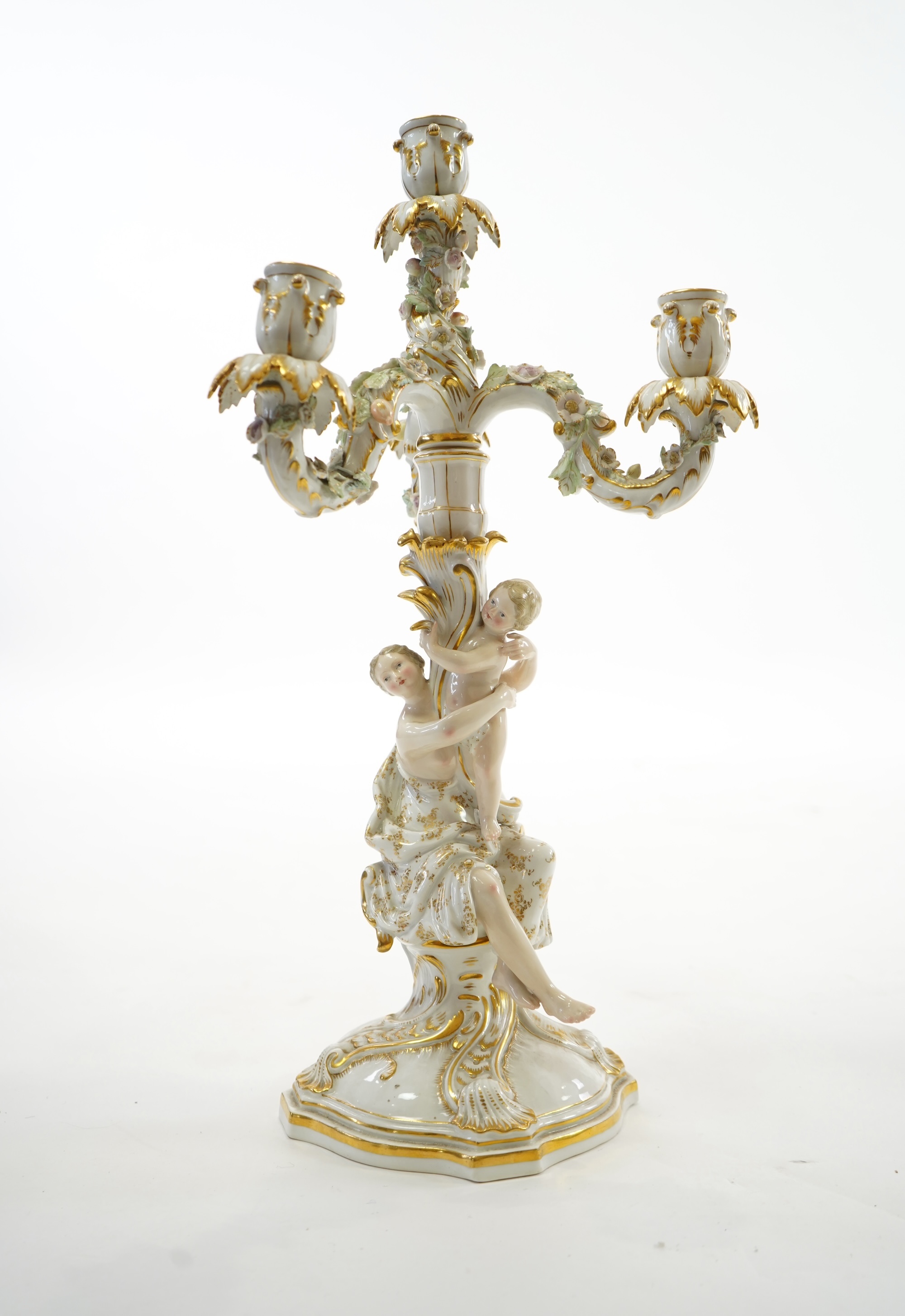 A Meissen figural candelabra, late 19th century